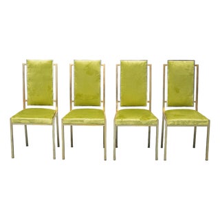 Vintage Chairs in Silver and Gold Metal, 1970s, Set of 4 For Sale