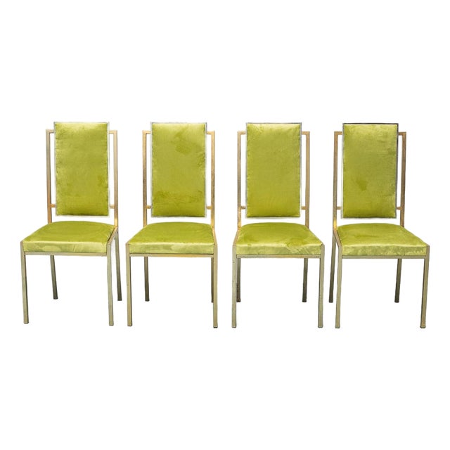 Vintage Chairs in Silver and Gold Metal, 1970s, Set of 4 For Sale