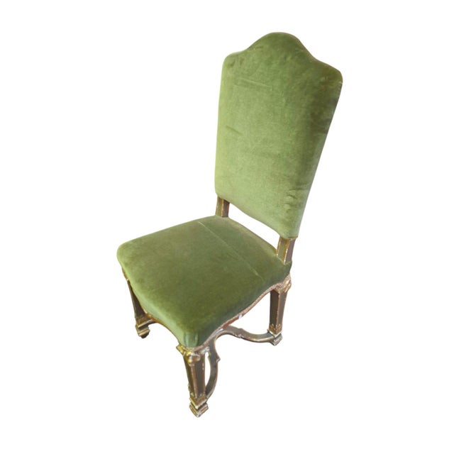 Chairs in Lacquered and Gilded Wood with Green Velvet Upholstery, 1940s, Set of 2 For Sale - Image 6 of 18