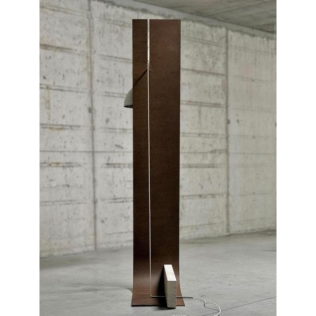 Equo X Floor Lamp in Bent Iron with Stainless Steel and Travertine by D´ARK Atelier For Sale - Image 16 of 18