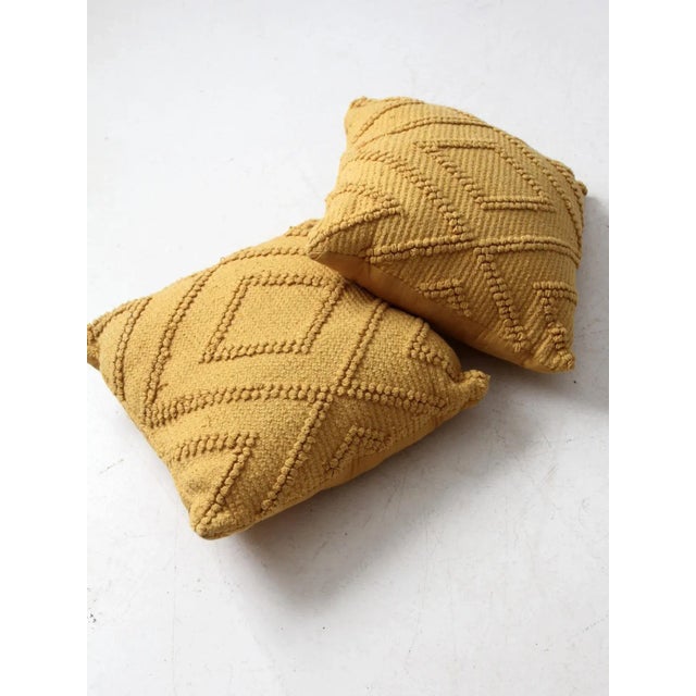 Vintage Mustard Yellow Throw Pillows Pair For Sale - Image 6 of 7