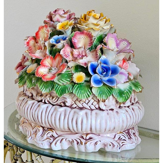 1950s Vintage Italian Capodimonte-Style Porcelain Floral Centerpiece For Sale - Image 5 of 18