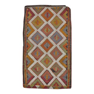 Mid-20th Century Vintage Handmade Turkish Flatweave Kilim Throw Rug For Sale