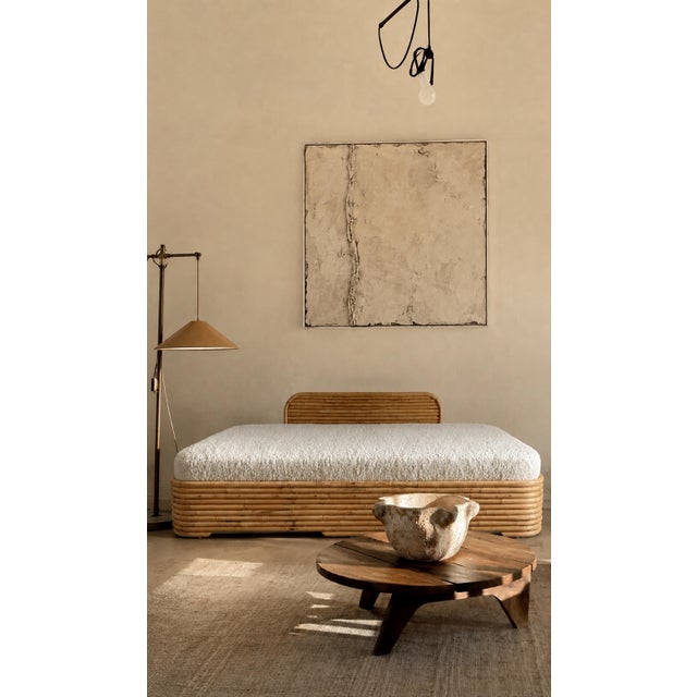 Art Deco Mid Century Stacked Bamboo Rattan Sofa Daybed Bench For Sale - Image 3 of 9