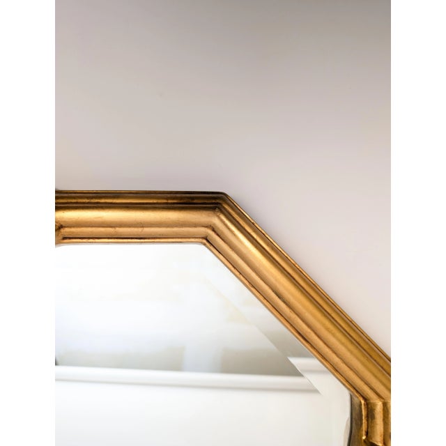 1970s Vintage Octagonal Gilt Beveled Glass Decorator Mirror With Flowers For Sale - Image 5 of 8