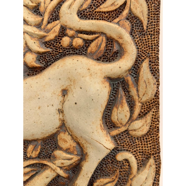 Ceramic 1970s The Lady and the Unicorn Ceramic Three Dimensional Art Tile, Signed C. Potter For Sale - Image 7 of 9