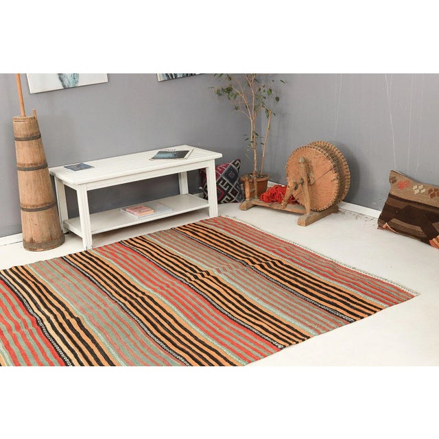 Mid 20th Century Vintage Striped Turkish Kilim Rug For Sale In Los Angeles - Image 6 of 7