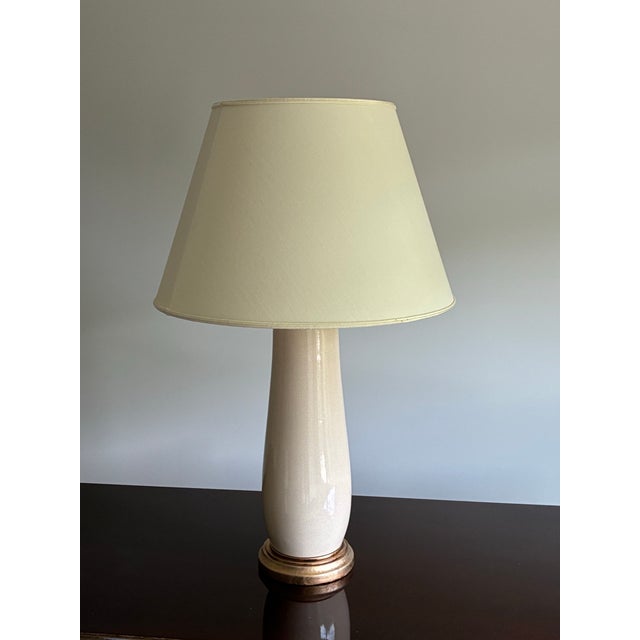 Elegant pair of large-scale ceramic table lamps featuring a refined Italian-inspired silhouette with soft tapered forms...