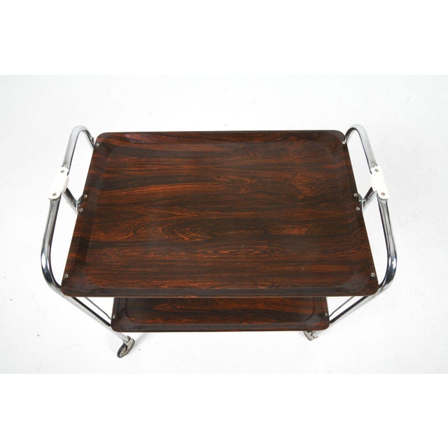 French Chrome Folding Bar Cart For Sale - Image 9 of 11