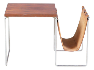 Side Table with Leather Magazine Rack from Brabantia, Netherlands, 1960s