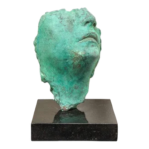 2014 "Framento Testa Verde" Figurative Green Cast Bronze Sculpture by Gerald Siciliano