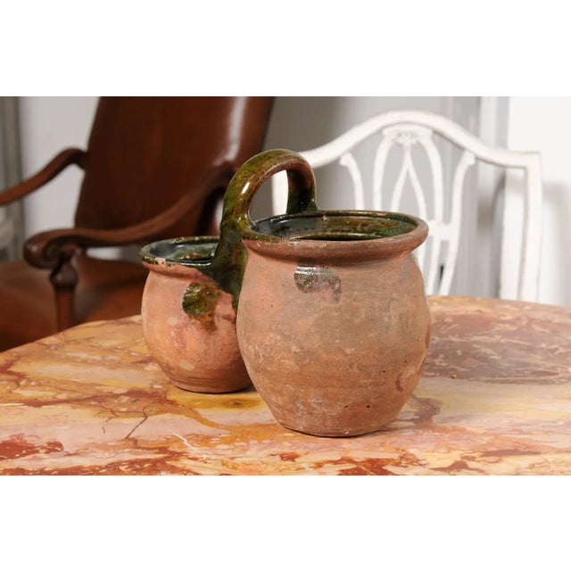 19th Century Green Glazed Shepherd's Lunch Holder Pottery with Bowls and Handle For Sale - Image 9 of 11