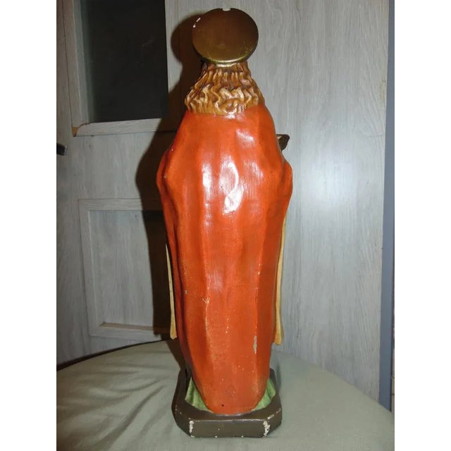 Pre-War Plaster Figure of Saint Jadwiga the Queen, 1920s For Sale - Image 6 of 11