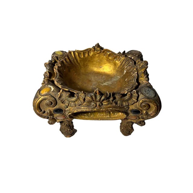 Gold 18th Century Italian Gilded Jardiniere With Stones and Faces For Sale - Image 8 of 13