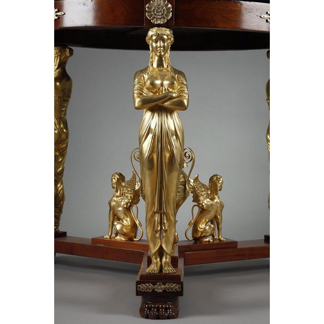 Large Empire Style Pedestal Table in Mahogany and Mahogany Veneer, 1880 For Sale - Image 11 of 18