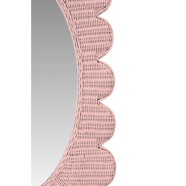 Not Yet Made - Made To Order Matthew Izzo Home Lillian Pink Woven Rattan Wall Mirror For Sale - Image 5 of 5