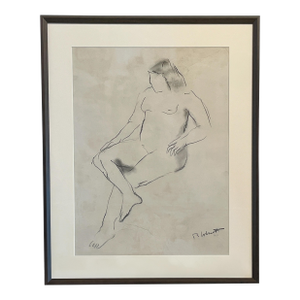 Original Signed & Dated Female Nude Drawing African American Expressionist by Robert Colescott, 1960