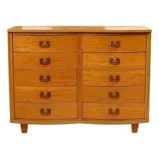 Mid 20th Century Dixie Blonde Art Deco Mahogany Eight Drawer Dresser For Sale