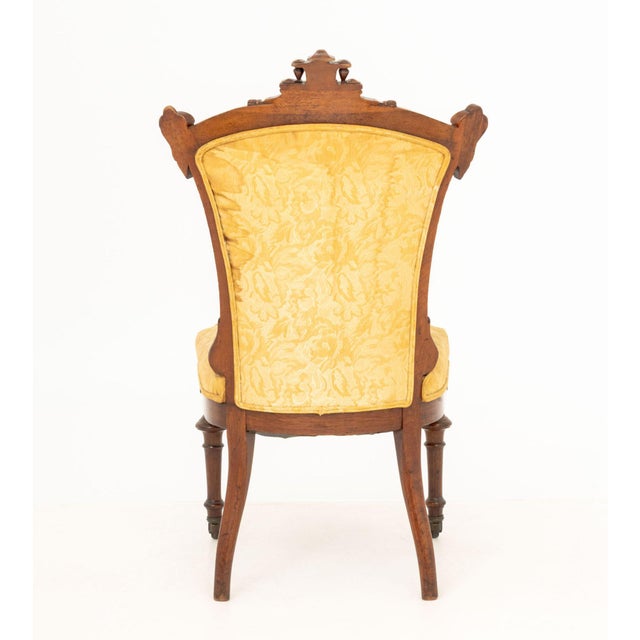 Yellow Aesthetic Movement Walnut Side Chair For Sale - Image 8 of 8