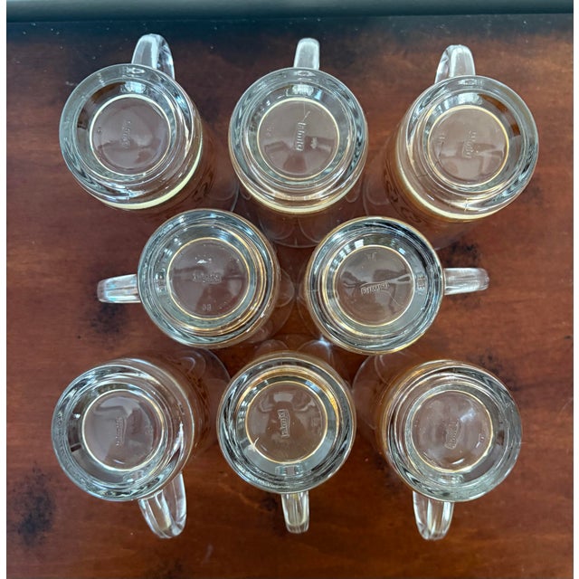 Gold Vintage Italian Gold Scroll Glass Mugs | Mid-Century Modern Barware | Set of Seven | Made in Italy For Sale - Image 8 of 9