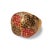 18K yellow gold designer ring featuring brilliant round diamonds, natural rubies, and black diamonds in a bold...