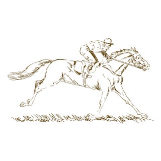 Contemporary Shabby Chic Racehorse Porcelain Platter - Unsigned For Sale