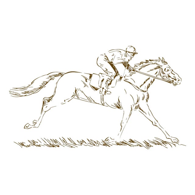Contemporary Shabby Chic Racehorse Porcelain Platter - Unsigned For Sale