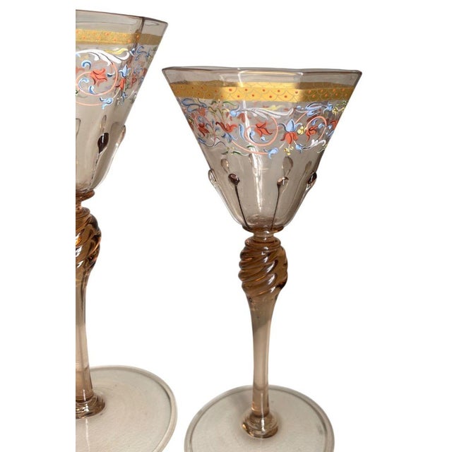 Set for Ten Venetian Gilt-Heightened Enamel Glasses W Plates & Bowls. E. 20th C. For Sale - Image 15 of 17