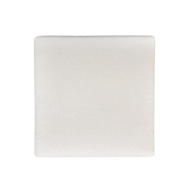Paradiso Outdoor Teak Natural Look Ottoman - Gray Fabric For Sale In Chicago - Image 6 of 7