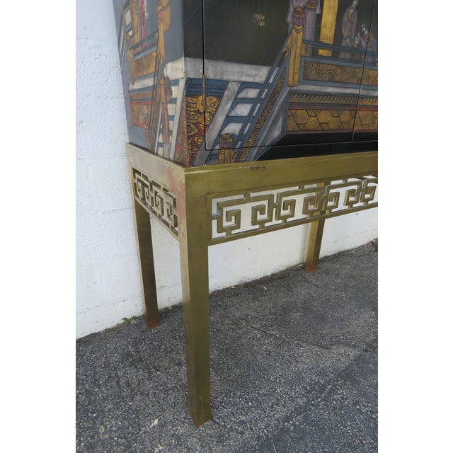 Late 20th Century Maitland Smith Hand Painted Chinoiserie Cabinet Cupboard on Brass Stand 5442 For Sale - Image 14 of 18