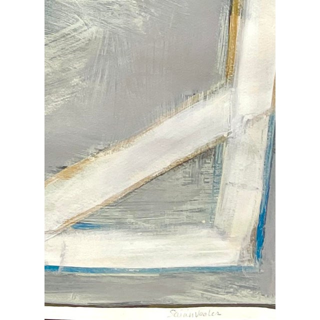 Sarah Vaaler Painting With Intersecting Lines in Gray and White For Sale - Image 4 of 4