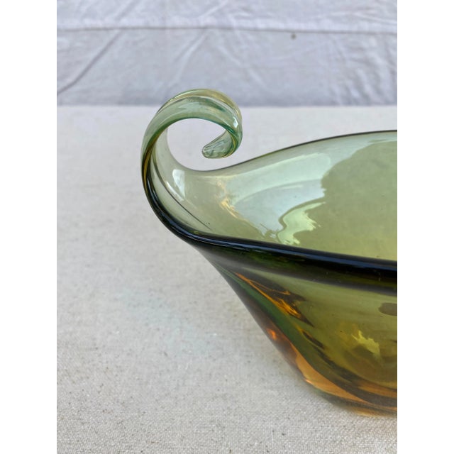 Vintage Hand-Blown Green Murano Bowl For Sale - Image 11 of 13