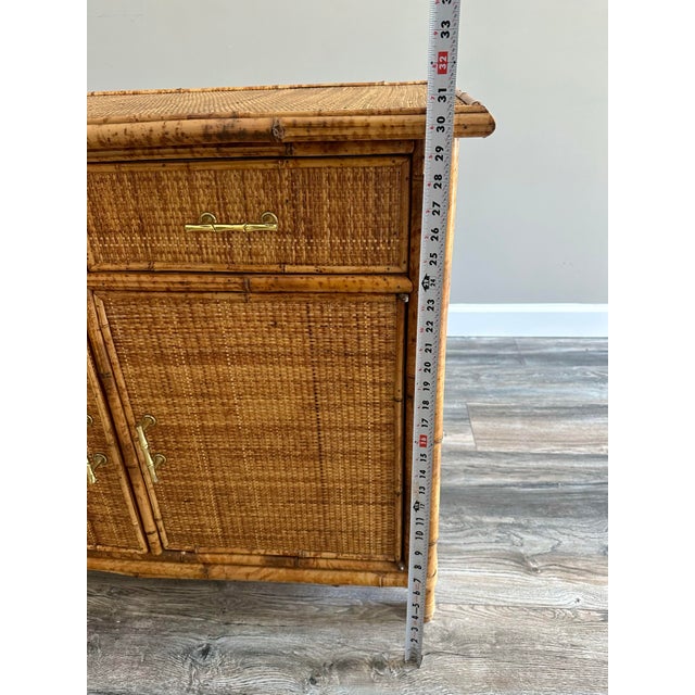 Mid-Century Modern Vintage MCM Bamboo Rattan Woven Wicker Cabinet For Sale - Image 3 of 12