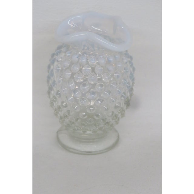White Fenton French Glass Hobnail Opalescent Small Vase Clear White Fluted Rim 4771b For Sale - Image 8 of 14