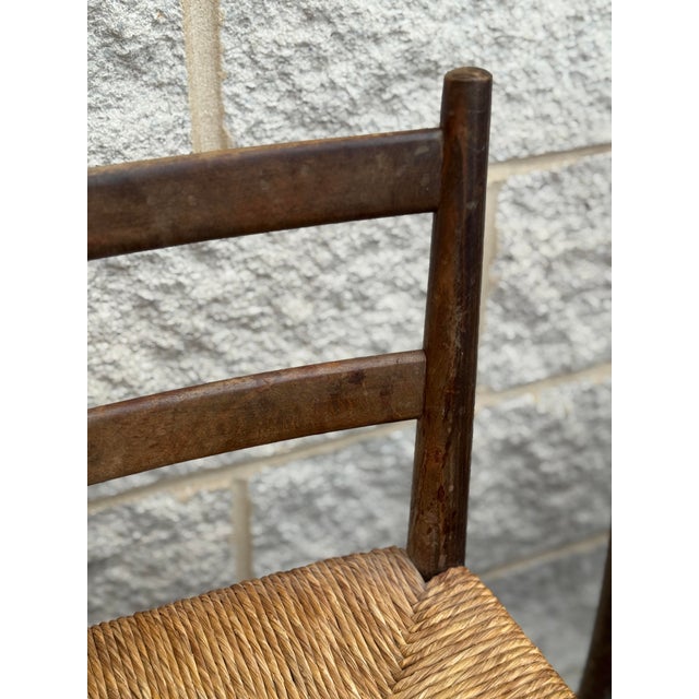 Set of Four Vintage Rush Seat Ladderback Bar Stools For Sale - Image 12 of 12