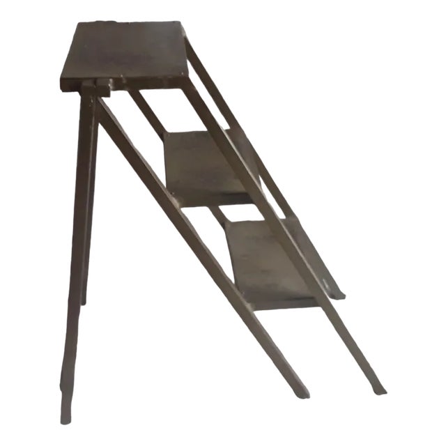 Vintage Industrial Step Ladder in Metal, 1950s For Sale