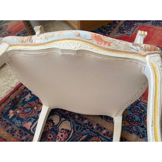 Ivory Contemporary Ivory and Pink Floral Chair For Sale - Image 8 of 10