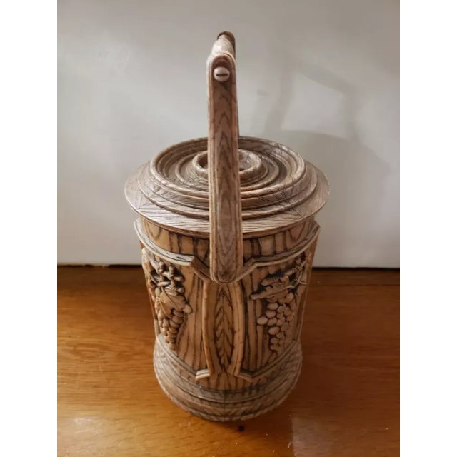 Mid-Century Modern Vintage Mid Century Grapes Motif Wood Grain Look Plastic Ice Bucket, Hong Kong #2 For Sale - Image 3 of 6