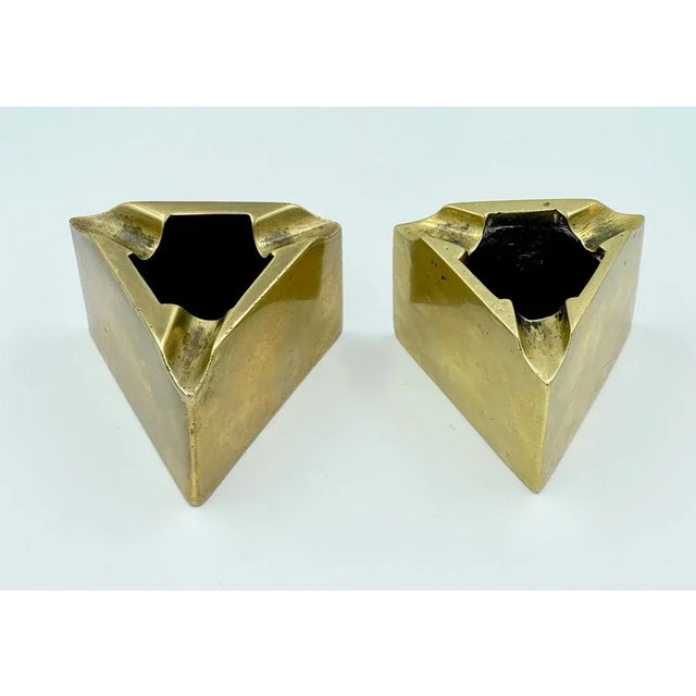 Modern Triangle Ashtrays in Brass, Set of 2 For Sale - Image 9 of 10