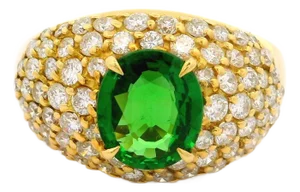 1.68 Carat Tsavorite Pave Diamond 18k Yellow Gold Ring, Size 7