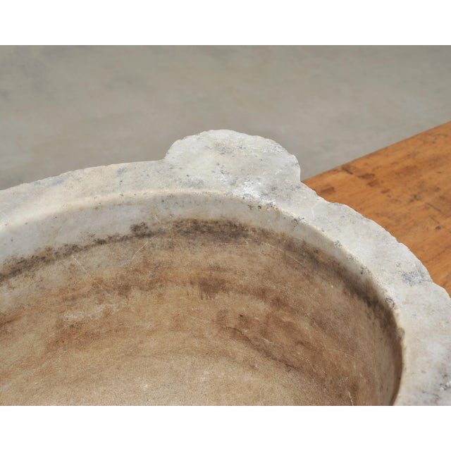 Large 19th Century European Carved Carrara Marble Mortar Basin For Sale - Image 16 of 18
