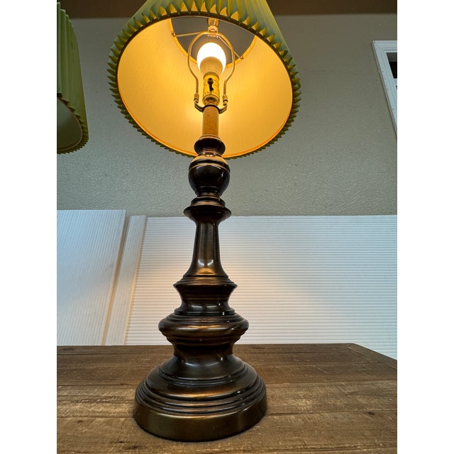 Traditional Turned Dark Bronzed Table Lamps, Pair For Sale - Image 11 of 12