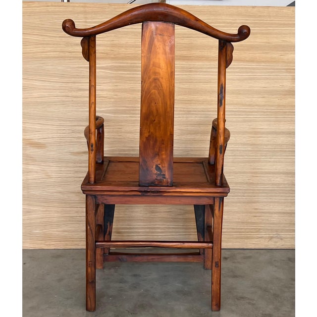 Early 20th Century Pair of Chinese Ming Style Carved Wood High Back Throne Armchairs For Sale In Miami - Image 6 of 18