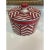 Modern Decorative Red & Navy Chevron Bowl & Lid For Sale - Image 9 of 9