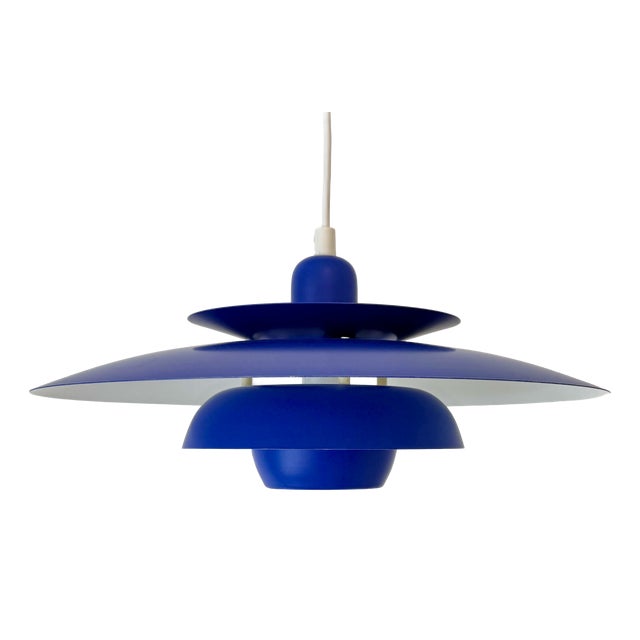 Vintage Scandinavian Blue Multi-Shade Pendant Lamp from El-Light, Denmark, 1970s For Sale