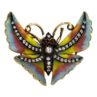 Late 20th Century 18k Enamel Wasp Pin For Sale