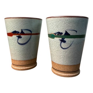 Japanese Yunomi Tea Cups, 1970s, Set of 2 For Sale