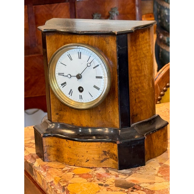 19th Century English Walnut Mantel Clock For Sale - Image 4 of 8