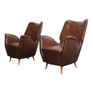 Pair of Isa Bergamo Sculptural Petite Club Chairs Attributed to Gio Ponti