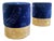 20th Century Modernist Brass and Blue Velvet Stools, Italy, 2000s, Set of 2 For Sale
